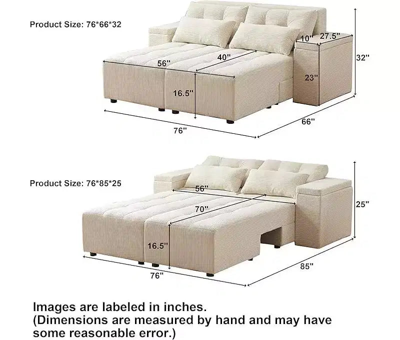 GDFStudio Andy 111 Canapé sectionnel modulaire rembourré avec 4 coussins et rangement