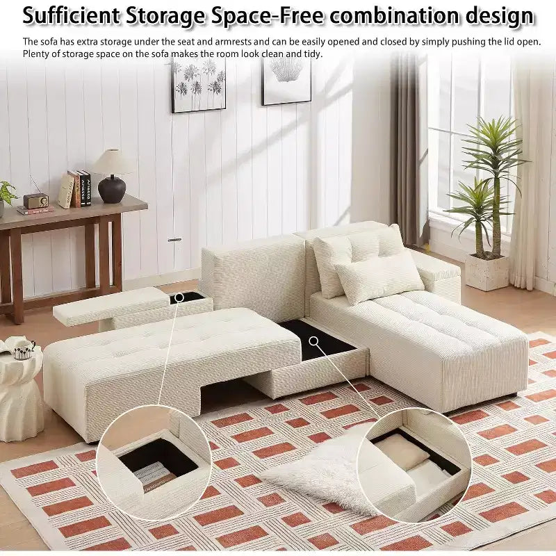 GDFStudio Andy 111 Canapé sectionnel modulaire rembourré avec 4 coussins et rangement