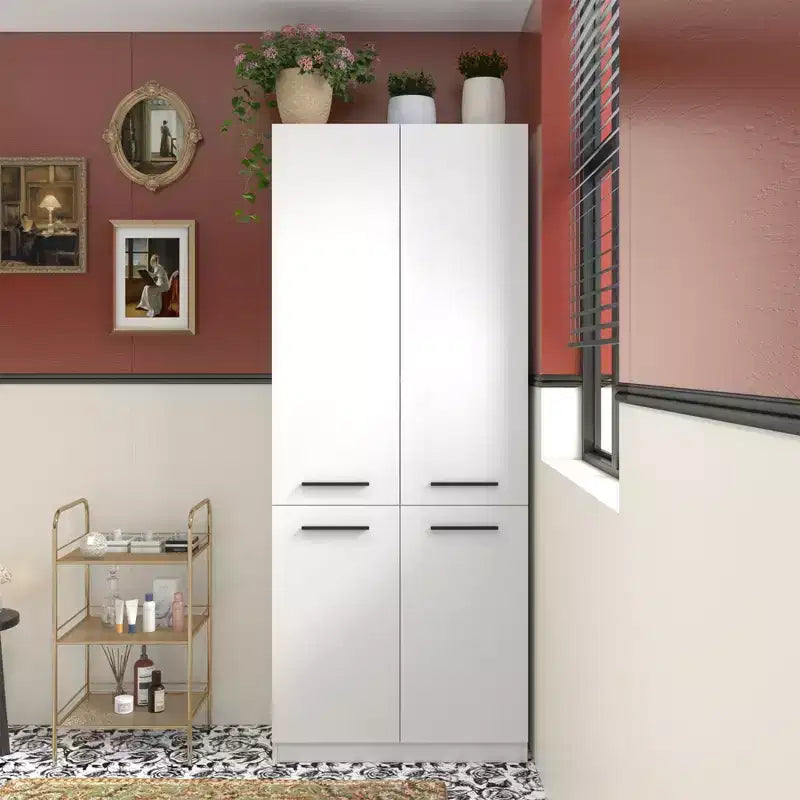 Meuble de Rangement de Salle de Bain Moderne Blanc Famapy avec Panier à Linge Inférieur