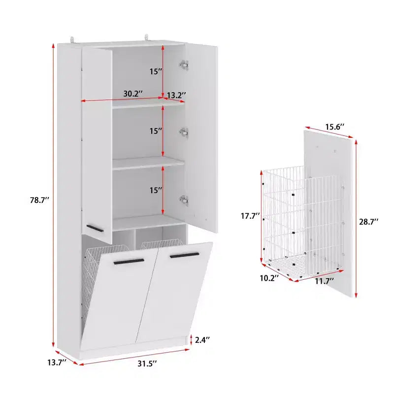 Meuble de Rangement de Salle de Bain Moderne Blanc Famapy avec Panier à Linge Inférieur