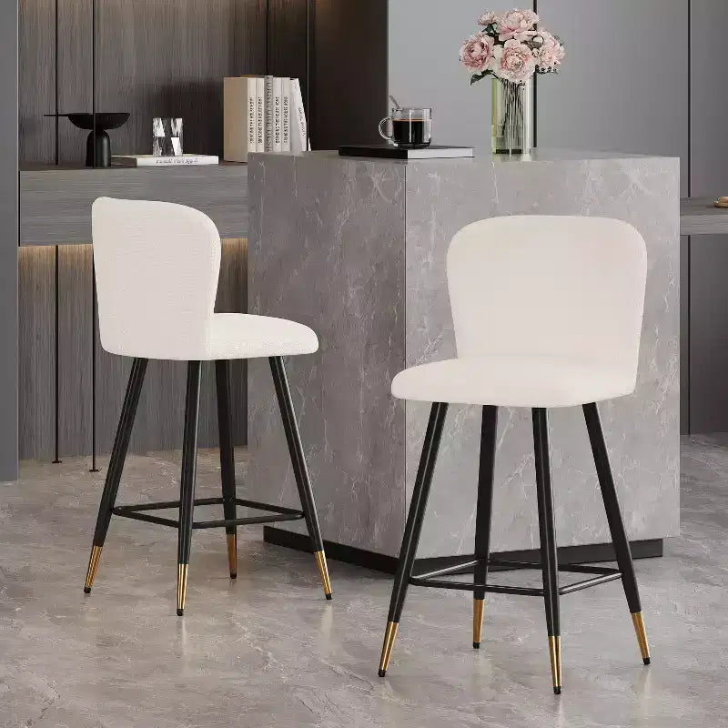 Christopher Knight Home Serein 26'' Modern Upholstered Bar Stools with Gold-Tipped Metal Legs (Set of 2)