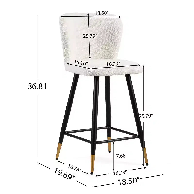 Tabourets de bar rembourrés modernes Christopher Knight Home Serein 26'' avec pieds en métal à embouts dorés (lot de 2)