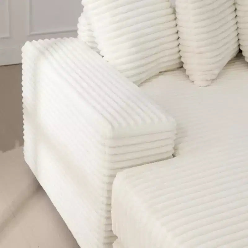 Canapé d'angle en velours côtelé et bois GDFStudio Isabel 111 avec huit oreillers