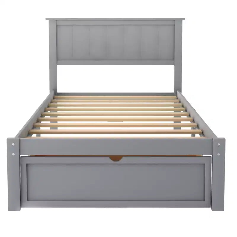 Lit plateforme Whisen Wood deux places avec tiroir de rangement