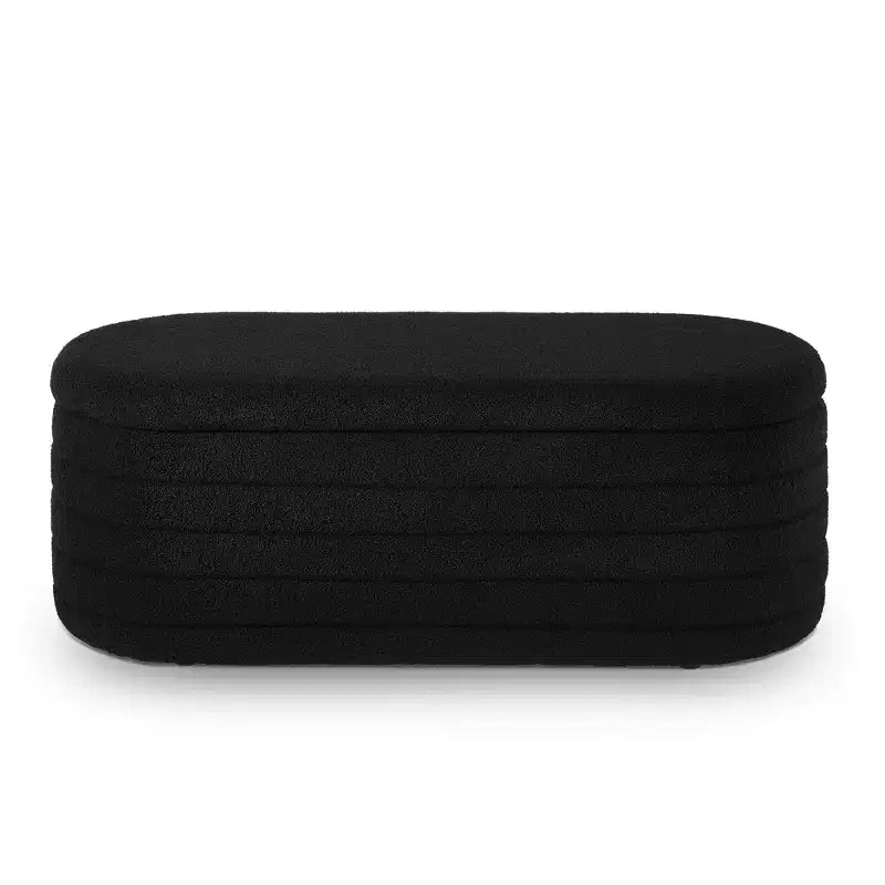 Banc de rangement ottoman ovale Zeus et Ruta Modern 43 po de largeur, bout de lit, rembourré avec charnière de sécurité-