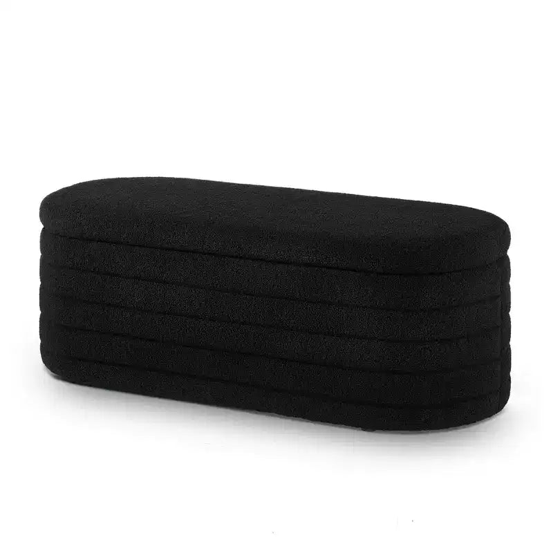 Banc de rangement ottoman ovale Zeus et Ruta Modern 43 po de largeur, bout de lit, rembourré avec charnière de sécurité-