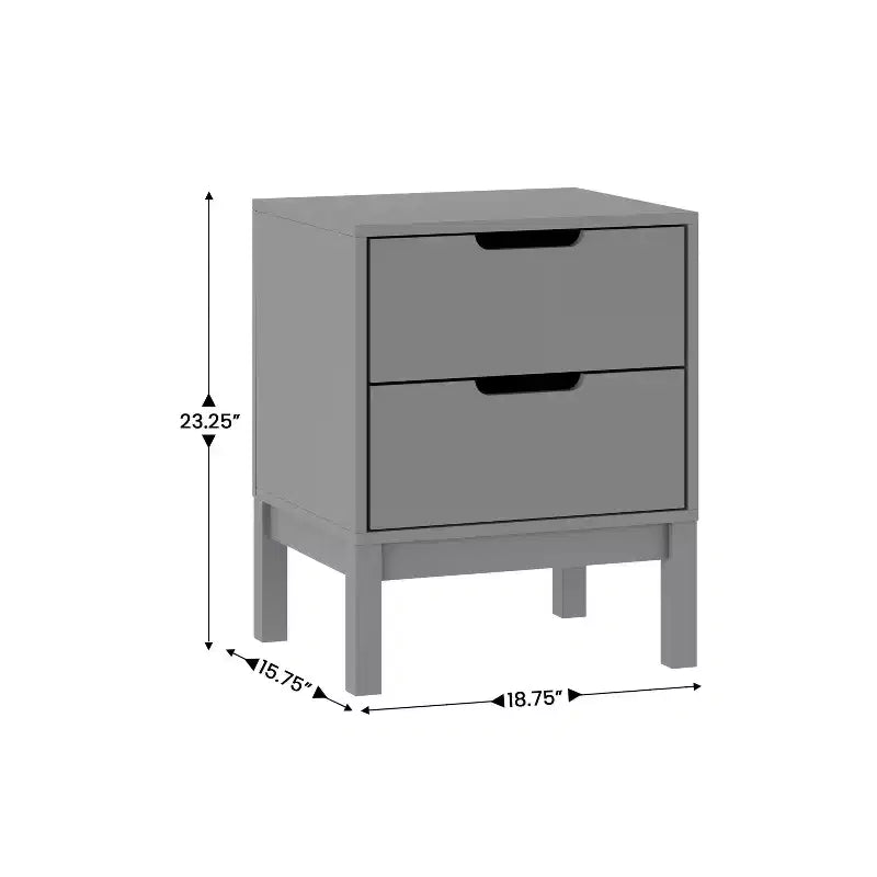 Flash Furniture Dallas Table de nuit en bois, Table d'appoint de chambre à coucher avec 2 tiroirs de rangement pour enfants