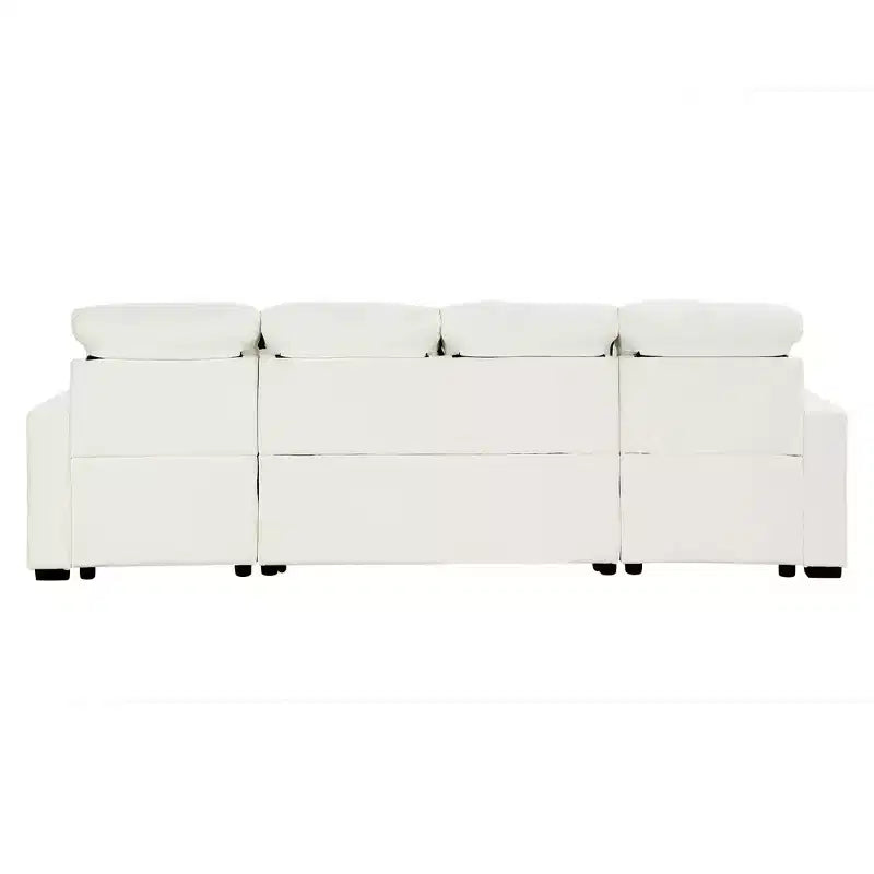 Canapé d'angle surdimensionné en U de 110,2 W, canapé-lit escamotable avec double chaise longue de rangement et 2 ports USB - ModernLuxe