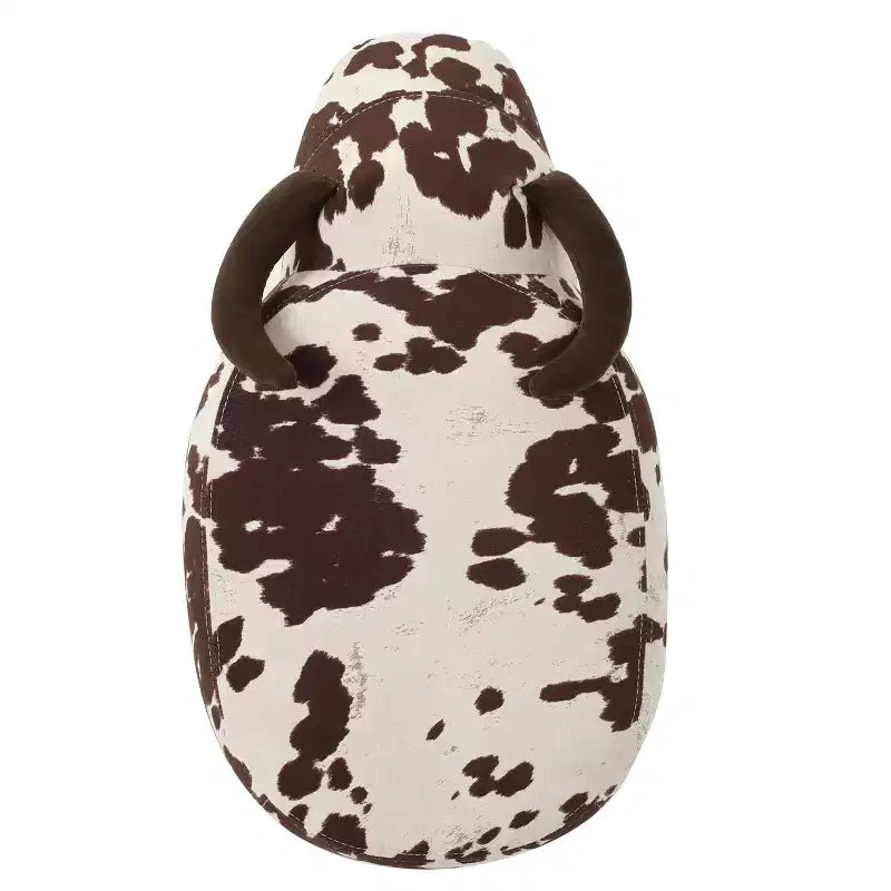 GDFStudio Moria Moderne en Bois d'Hévéa Velours Vache Ottoman