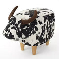 GDFStudio Moria Modern Rubber Wood Velvet Cow Ottoman