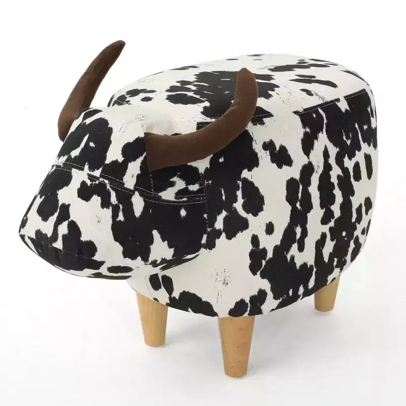 GDFStudio Moria Modern Rubber Wood Velvet Cow Ottoman