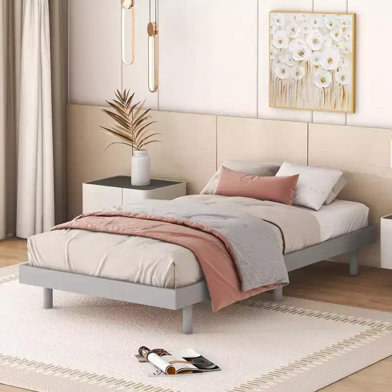 Whisen Modern Design Floating Platform Bed Frame