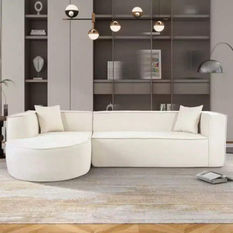 Modern Style Sectional Sofa,Sponge Sectional Sofa Couch,Modular L-Shape Sofa Couch with Elegant curved design and luxurious chenille fabric,two throw pillows,for Living Room, Study