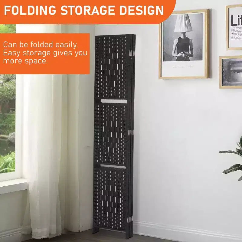 FDW Paravent Polyvalent 4/6 Panneaux avec Étagères Intégrées, Séparateur de Pièce en Bois Pliant Portable Élégant