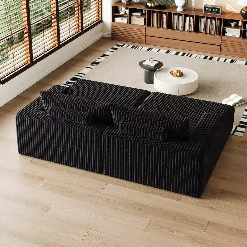 GDFStudio Candy 2 canapés-lits surdimensionnés en velours côtelé de 150 W, chaise longue de 75 D