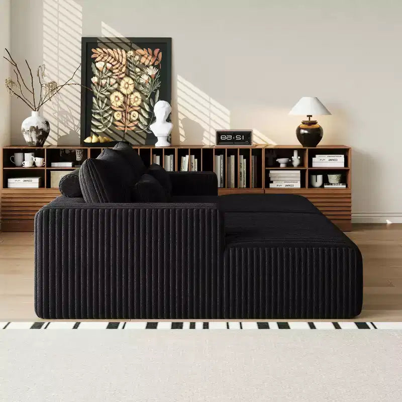GDFStudio Candy 2 canapés-lits surdimensionnés en velours côtelé de 150 W, chaise longue de 75 D