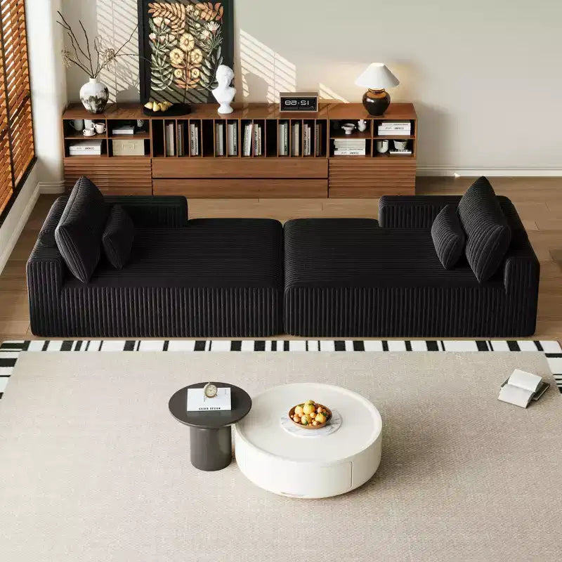 GDFStudio Candy 2 canapés-lits surdimensionnés en velours côtelé de 150 W, chaise longue de 75 D