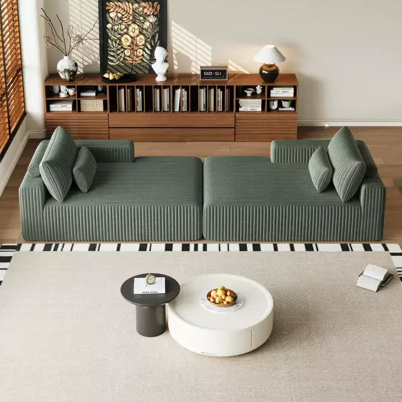 GDFStudio Candy 2 canapés-lits surdimensionnés en velours côtelé de 150 W, chaise longue de 75 D