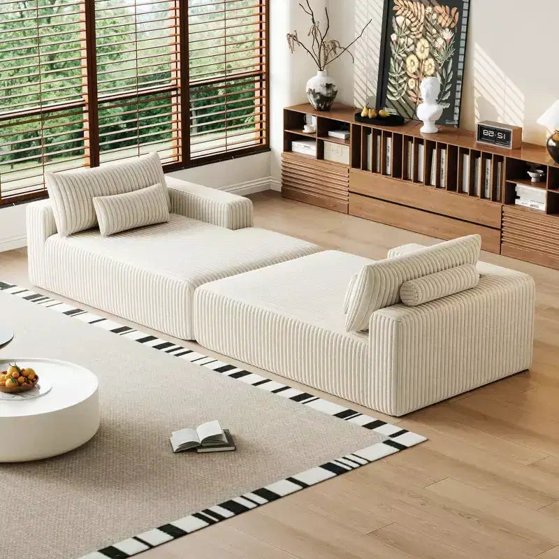 GDFStudio Candy 2 canapés-lits surdimensionnés en velours côtelé de 150 W, chaise longue de 75 D