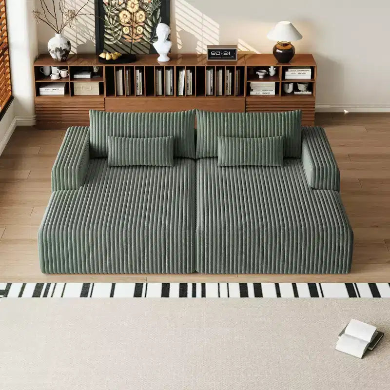 GDFStudio Candy 2 canapés-lits surdimensionnés en velours côtelé de 150 W, chaise longue de 75 D