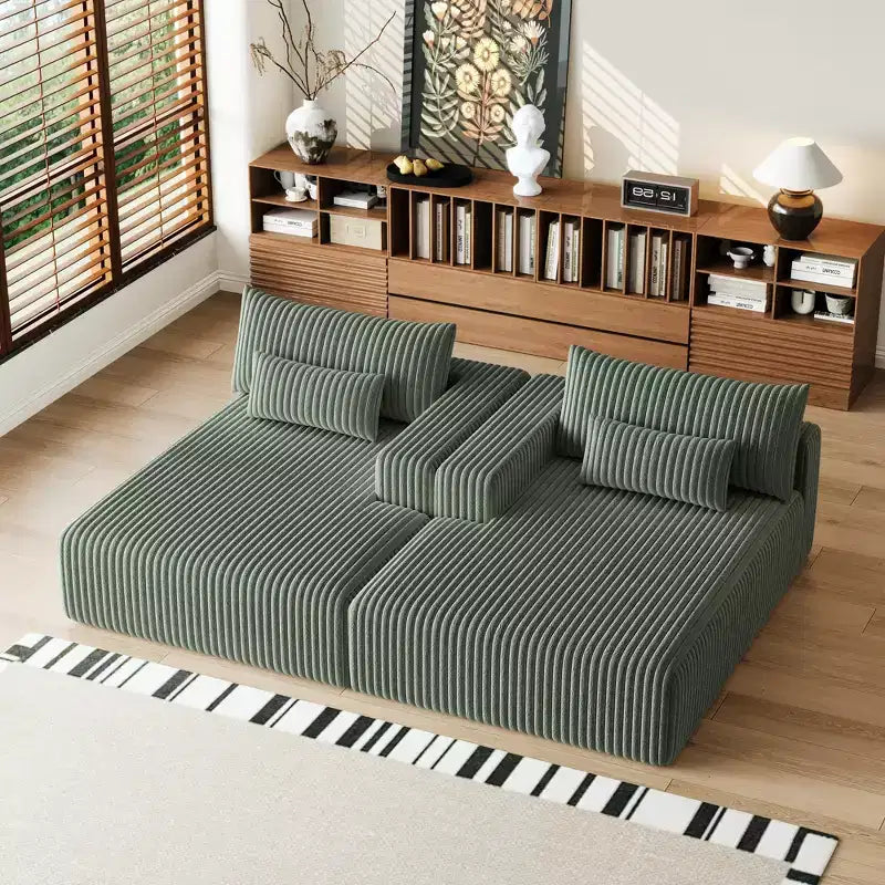 GDFStudio Candy 2 canapés-lits surdimensionnés en velours côtelé de 150 W, chaise longue de 75 D