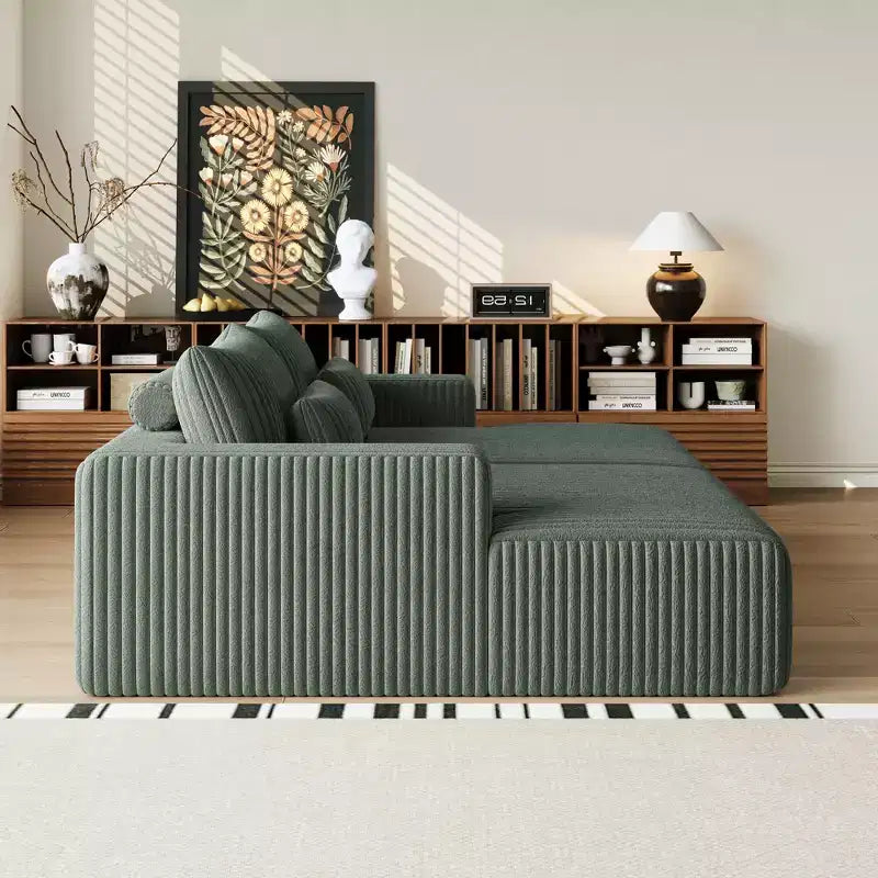 GDFStudio Candy 2 canapés-lits surdimensionnés en velours côtelé de 150 W, chaise longue de 75 D
