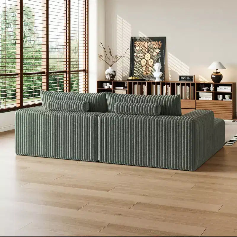 GDFStudio Candy 2 canapés-lits surdimensionnés en velours côtelé de 150 W, chaise longue de 75 D