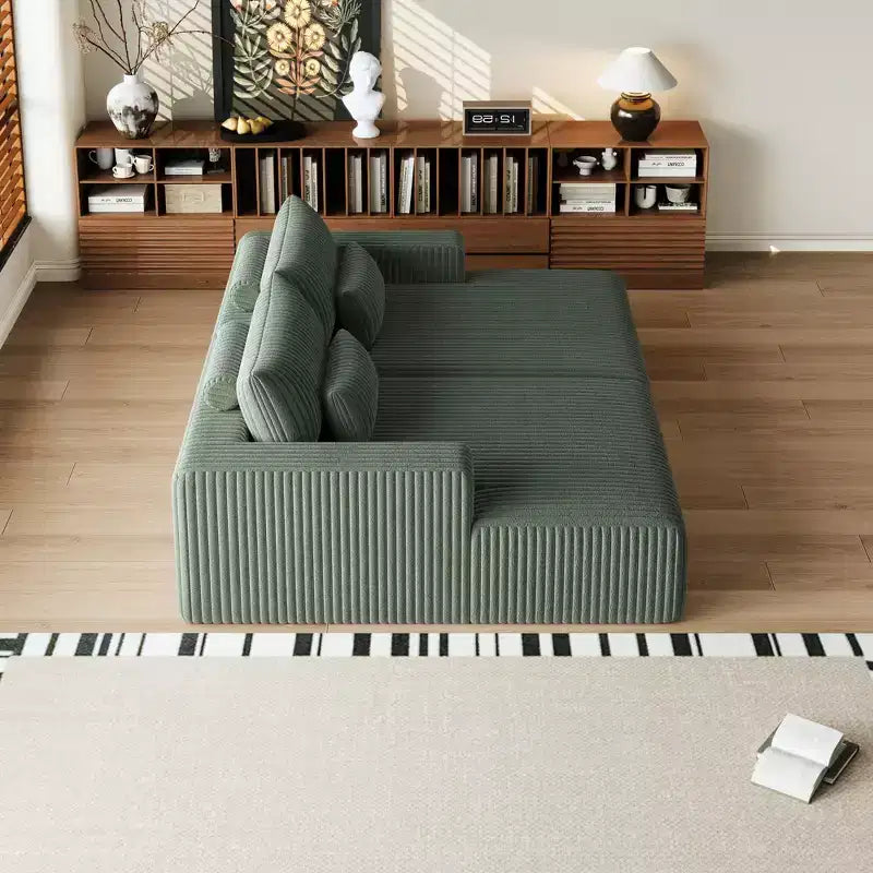 GDFStudio Candy 2 canapés-lits surdimensionnés en velours côtelé de 150 W, chaise longue de 75 D