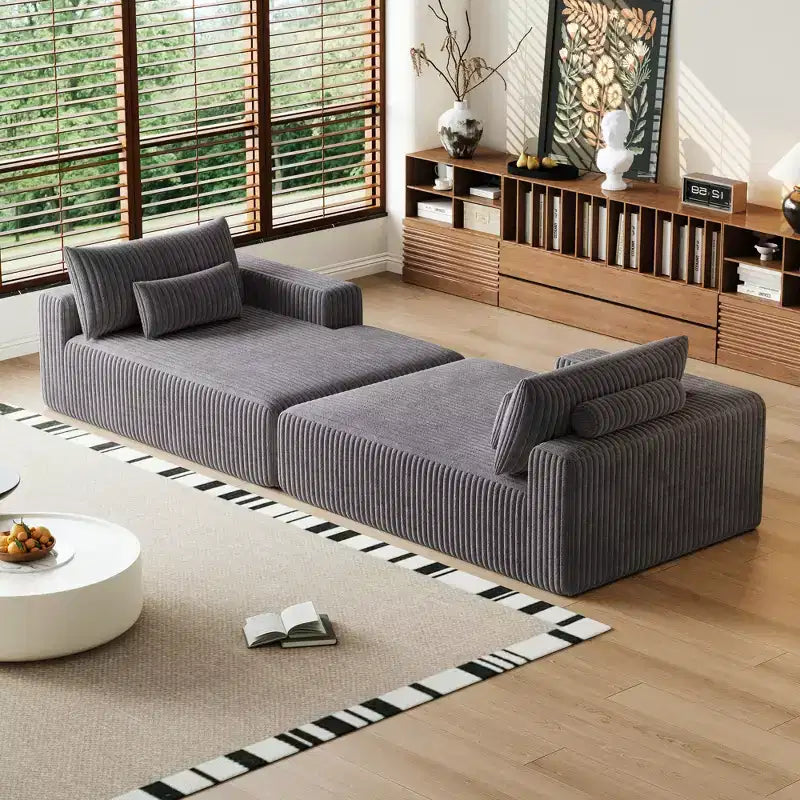 GDFStudio Candy 2 canapés-lits surdimensionnés en velours côtelé de 150 W, chaise longue de 75 D