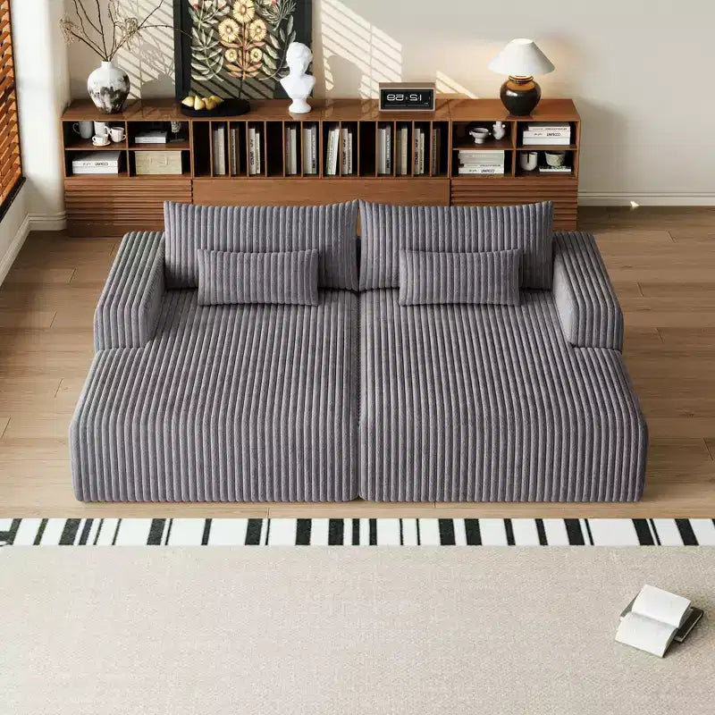 GDFStudio Candy 2 canapés-lits surdimensionnés en velours côtelé de 150 W, chaise longue de 75 D