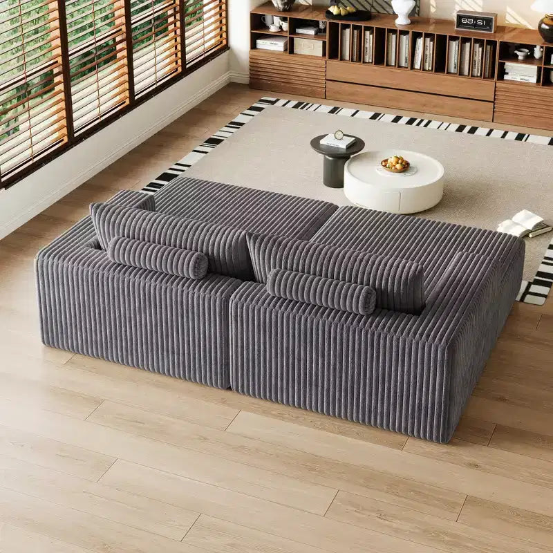 GDFStudio Candy 2 canapés-lits surdimensionnés en velours côtelé de 150 W, chaise longue de 75 D