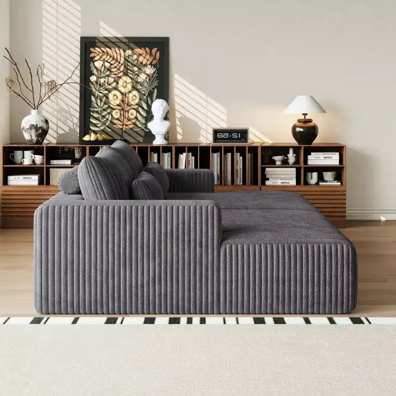 GDFStudio Candy 2 canapés-lits surdimensionnés en velours côtelé de 150 W, chaise longue de 75 D