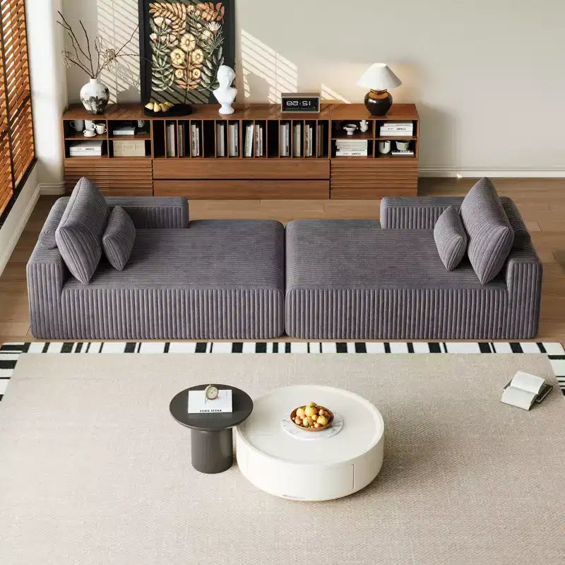 GDFStudio Candy 2 canapés-lits surdimensionnés en velours côtelé de 150 W, chaise longue de 75 D
