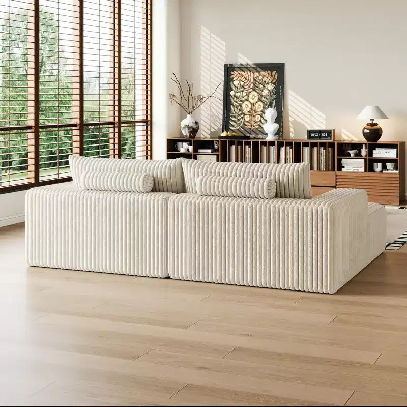 GDFStudio Candy 2 canapés-lits surdimensionnés en velours côtelé de 150 W, chaise longue de 75 D