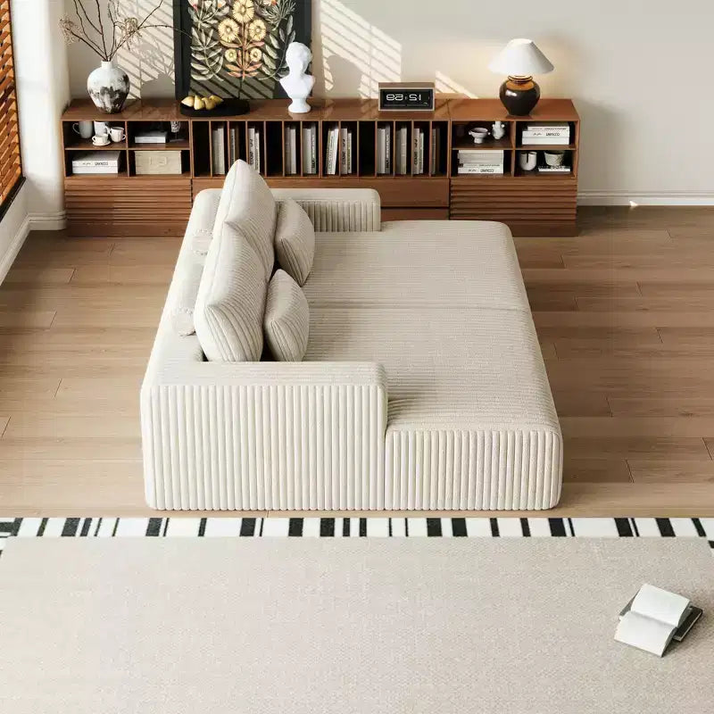 GDFStudio Candy 2 canapés-lits surdimensionnés en velours côtelé de 150 W, chaise longue de 75 D