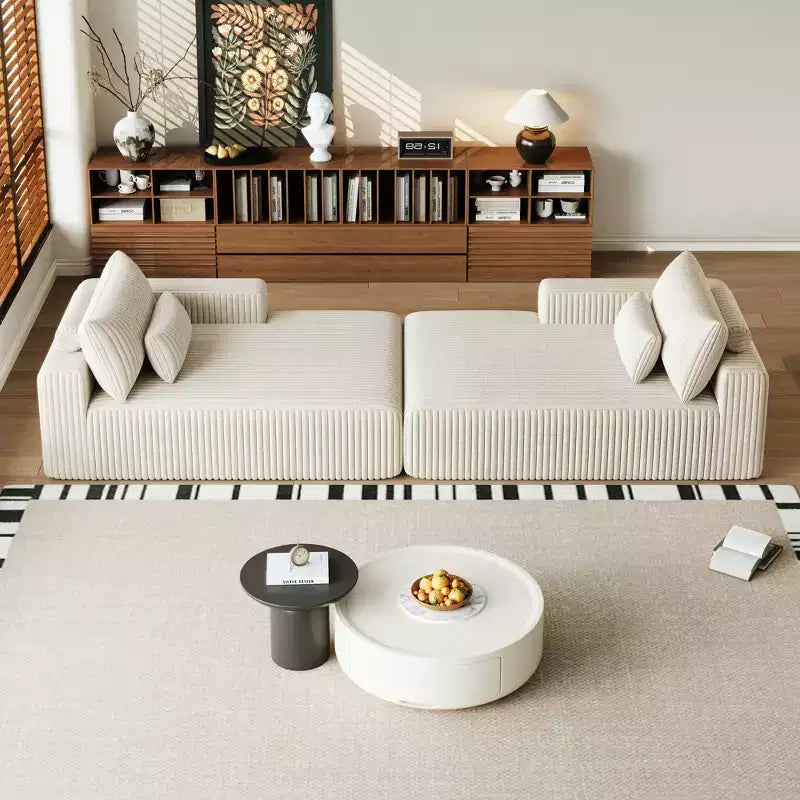 GDFStudio Candy 2 canapés-lits surdimensionnés en velours côtelé de 150 W, chaise longue de 75 D