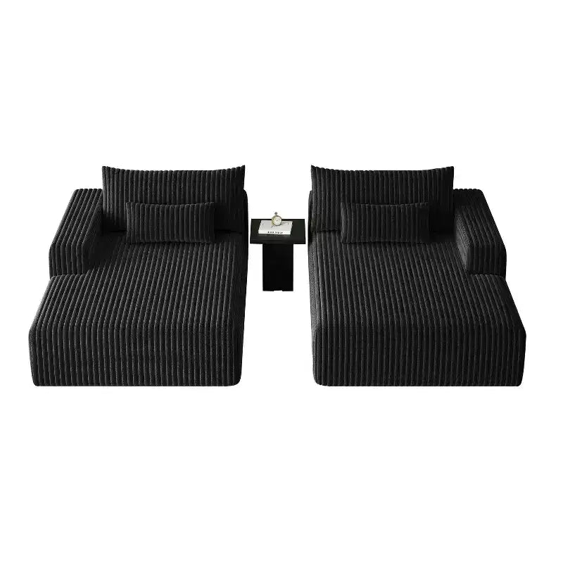 GDFStudio Candy 2 canapés-lits surdimensionnés en velours côtelé de 150 W, chaise longue de 75 D