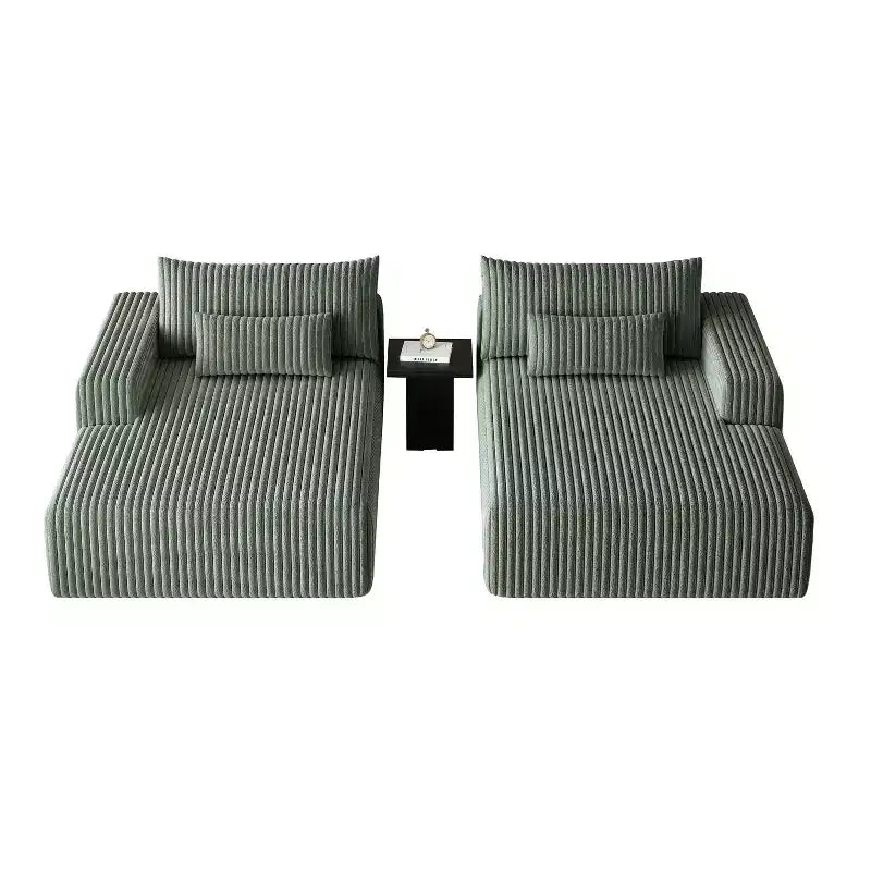 GDFStudio Candy 2 canapés-lits surdimensionnés en velours côtelé de 150 W, chaise longue de 75 D