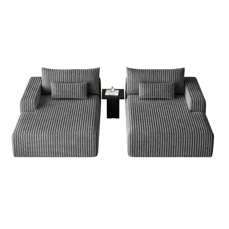 GDFStudio Candy 2 canapés-lits surdimensionnés en velours côtelé de 150 W, chaise longue de 75 D