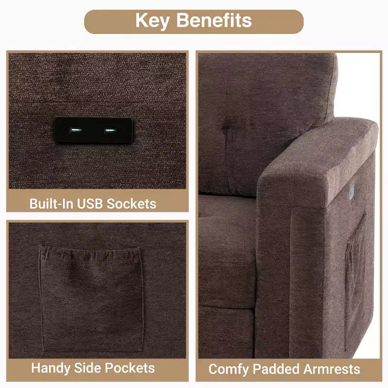 Canapé sectionnel réversible Home Imports Emporium avec chaise longue de rangement et ports USB intégrés pour les salons modernes