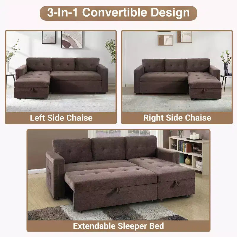 Canapé sectionnel réversible Home Imports Emporium avec chaise longue de rangement et ports USB intégrés pour les salons modernes