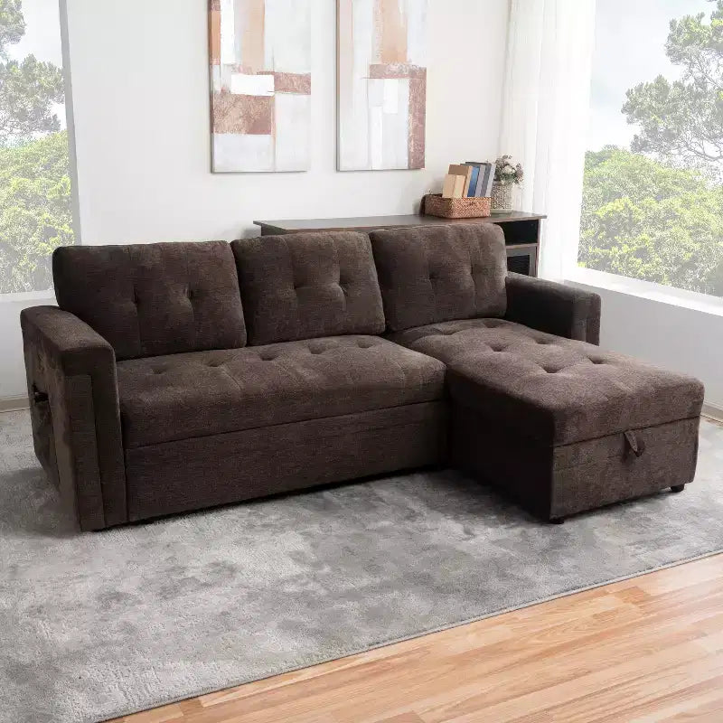 Canapé sectionnel réversible Home Imports Emporium avec chaise longue de rangement et ports USB intégrés pour les salons modernes
