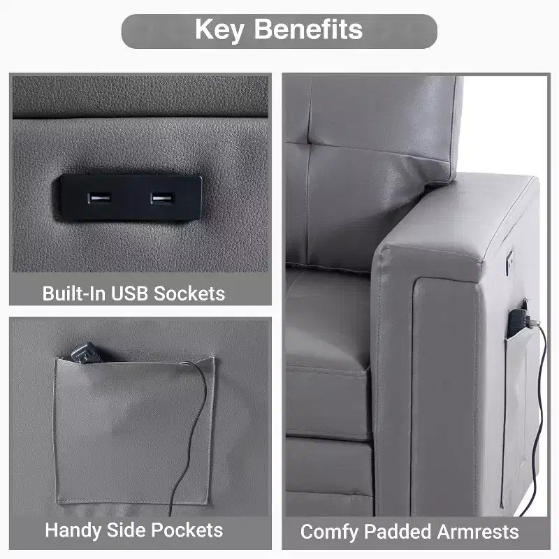 Canapé sectionnel réversible Home Imports Emporium avec chaise longue de rangement et ports USB intégrés pour les salons modernes
