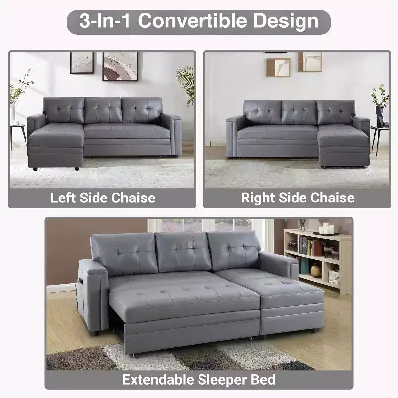 Canapé sectionnel réversible Home Imports Emporium avec chaise longue de rangement et ports USB intégrés pour les salons modernes