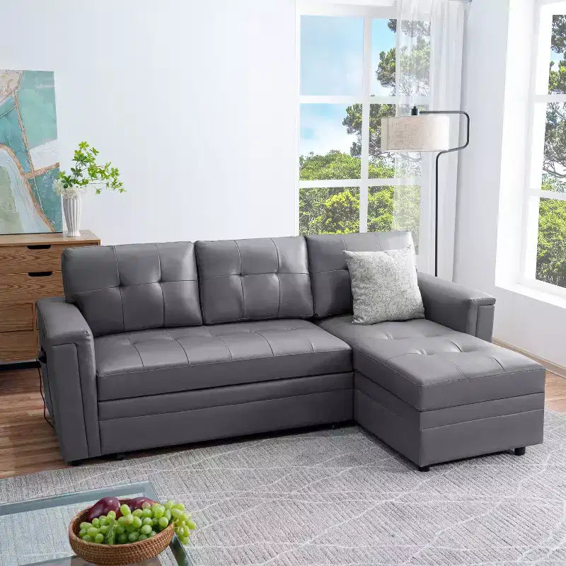 Canapé sectionnel réversible Home Imports Emporium avec chaise longue de rangement et ports USB intégrés pour les salons modernes