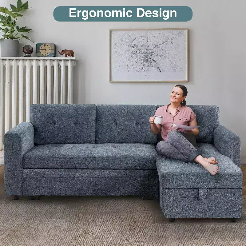 Canapé sectionnel réversible Home Imports Emporium avec chaise longue de rangement et ports USB intégrés pour les salons modernes