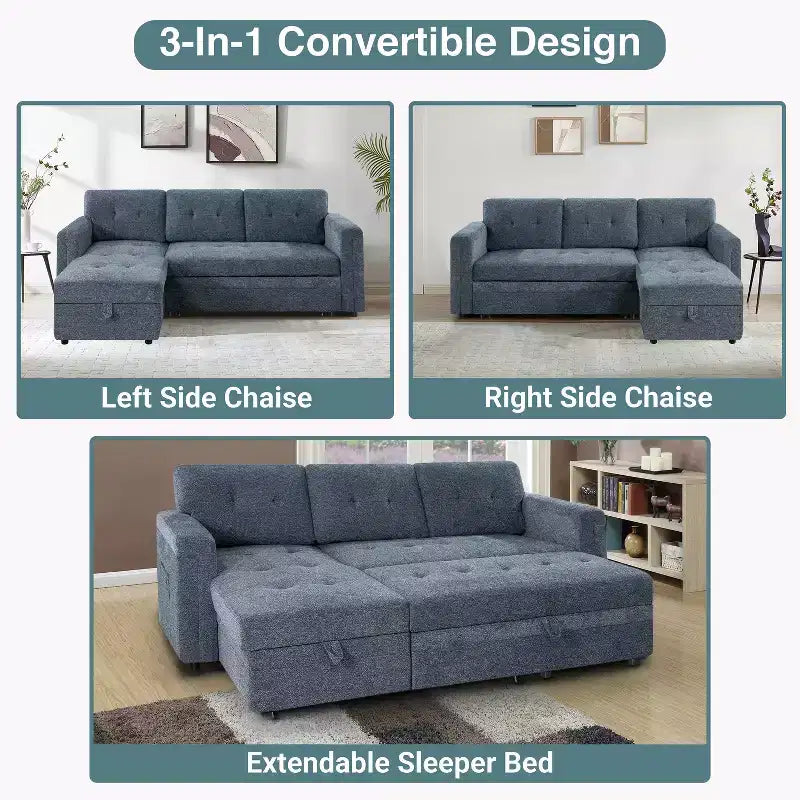 Canapé sectionnel réversible Home Imports Emporium avec chaise longue de rangement et ports USB intégrés pour les salons modernes