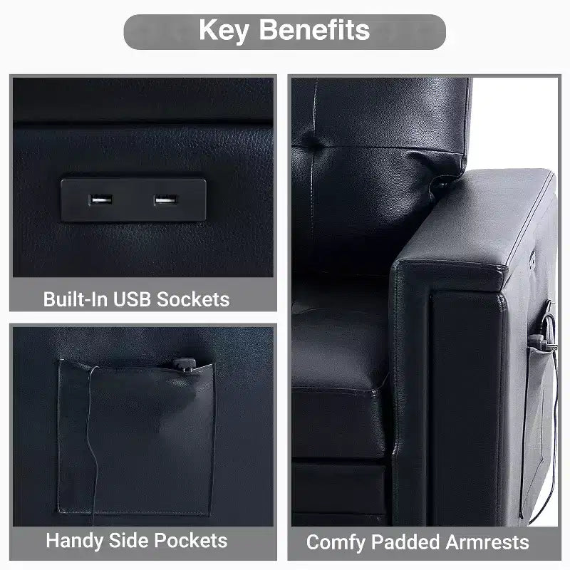 Canapé sectionnel réversible Home Imports Emporium avec chaise longue de rangement et ports USB intégrés pour les salons modernes