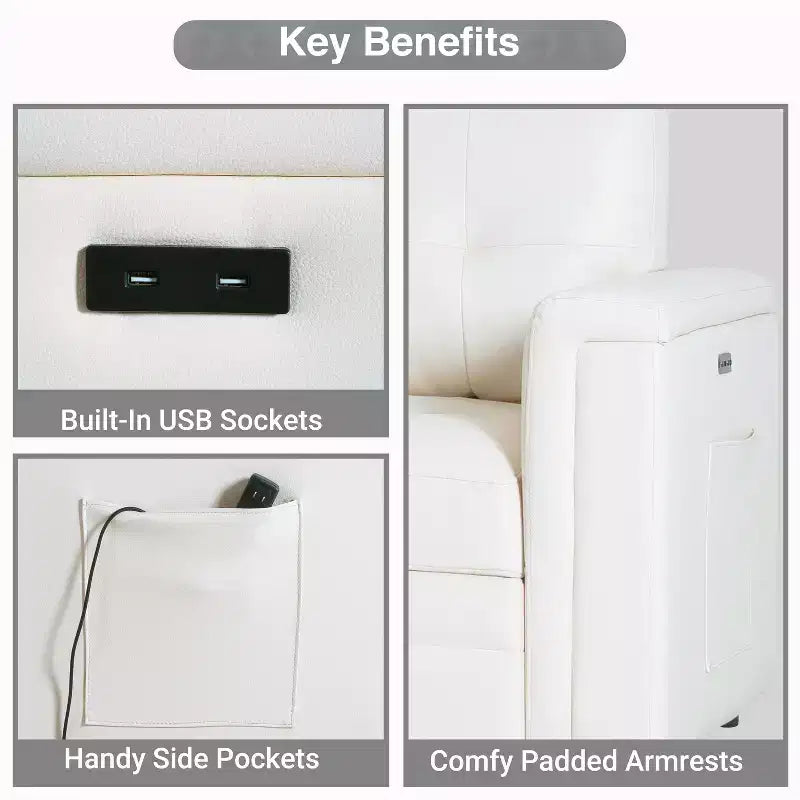 Canapé sectionnel réversible Home Imports Emporium avec chaise longue de rangement et ports USB intégrés pour les salons modernes