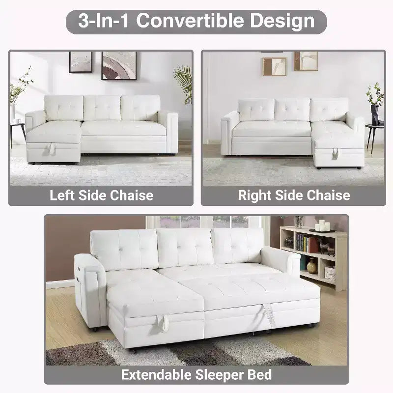 Canapé sectionnel réversible Home Imports Emporium avec chaise longue de rangement et ports USB intégrés pour les salons modernes